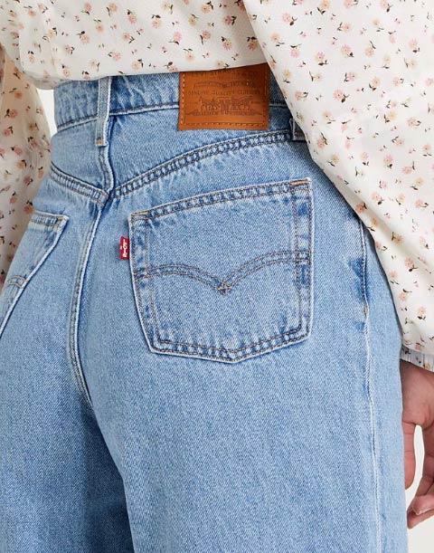 leather clothing badge on levi's jeans